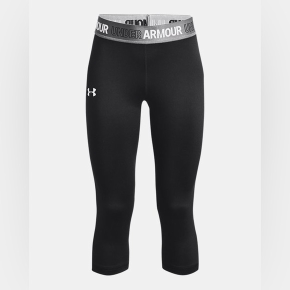 UNDER ARMOUR HeatGear Girls Black Armour Capris Youth Medium or Small - Picture 1 of 5